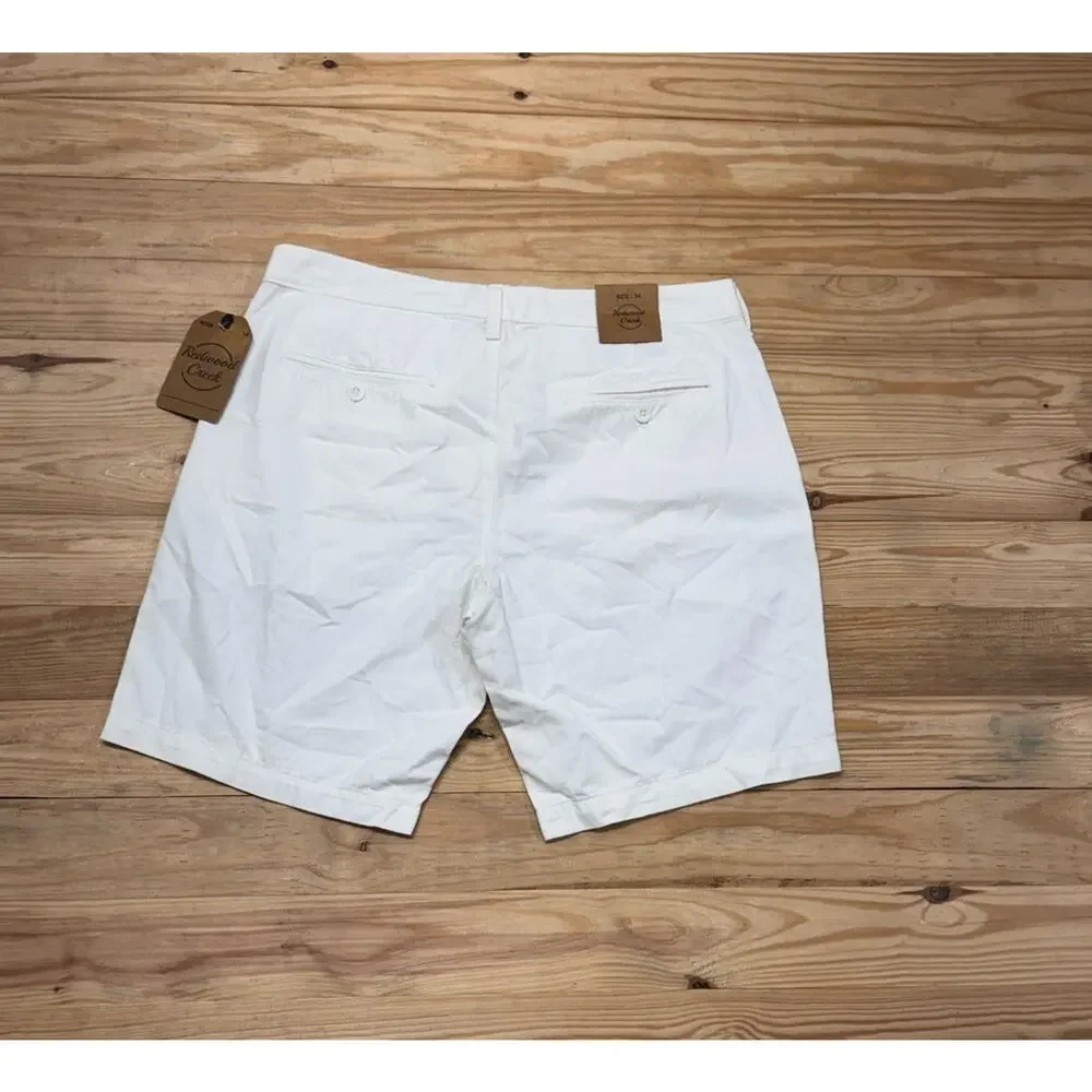 Redwood Creek Shorts Men's Size 34 Ivory 100% Cotton Slash Pockets Flat Front